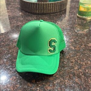Green Trucker Hat with S Patch